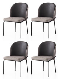 Hanah Home Juego de 4 sillas Dore - 196 V4 Oro, Negro, Gris